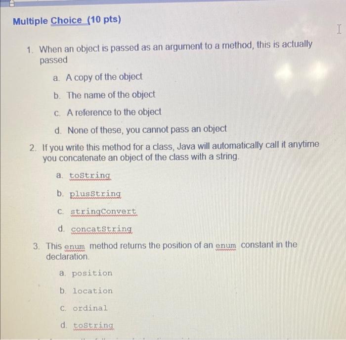 Solved Multiple Choice (10 pts) I 1. When an object is | Chegg.com