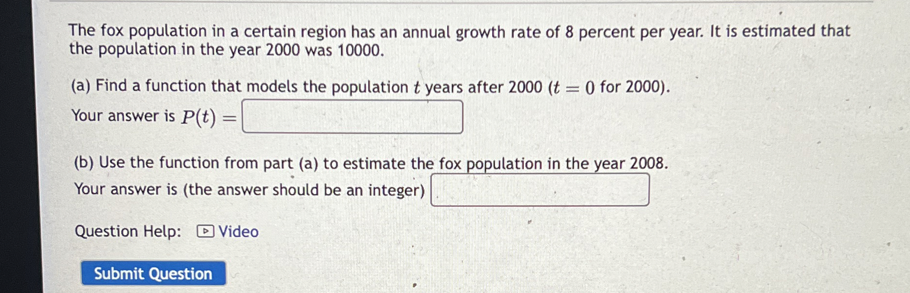 Solved The fox population in a certain region has an annual | Chegg.com