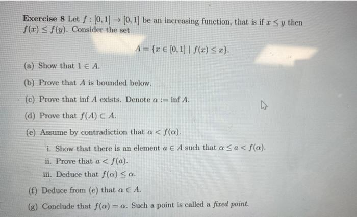 Solved Exercise 8 Let F [0 1]→[0 1] Be An Increasing