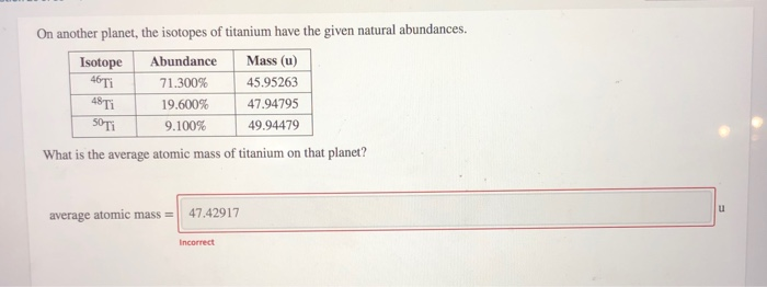 Solved On another planet, the isotopes of titanium have the | Chegg.com