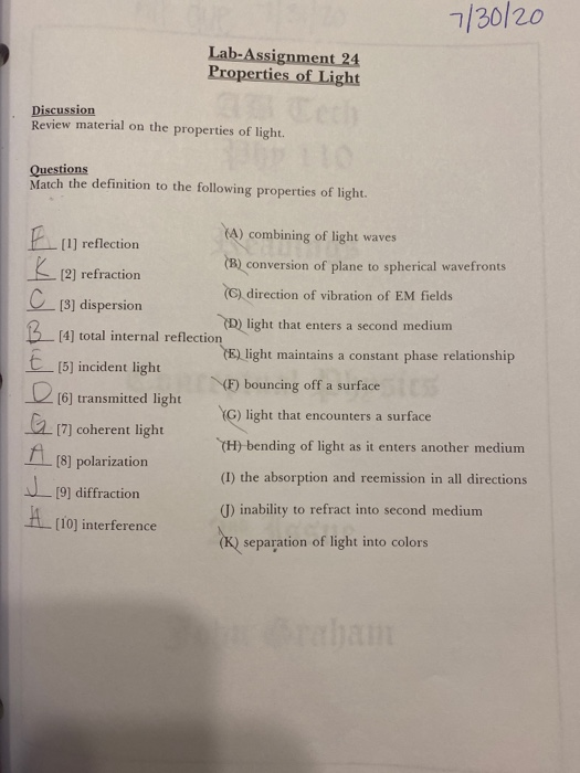 assignment 05 02 properties of light