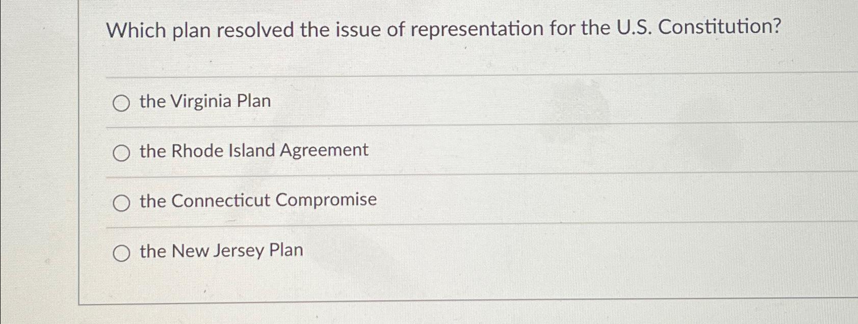 which plan resolved the problem of representation