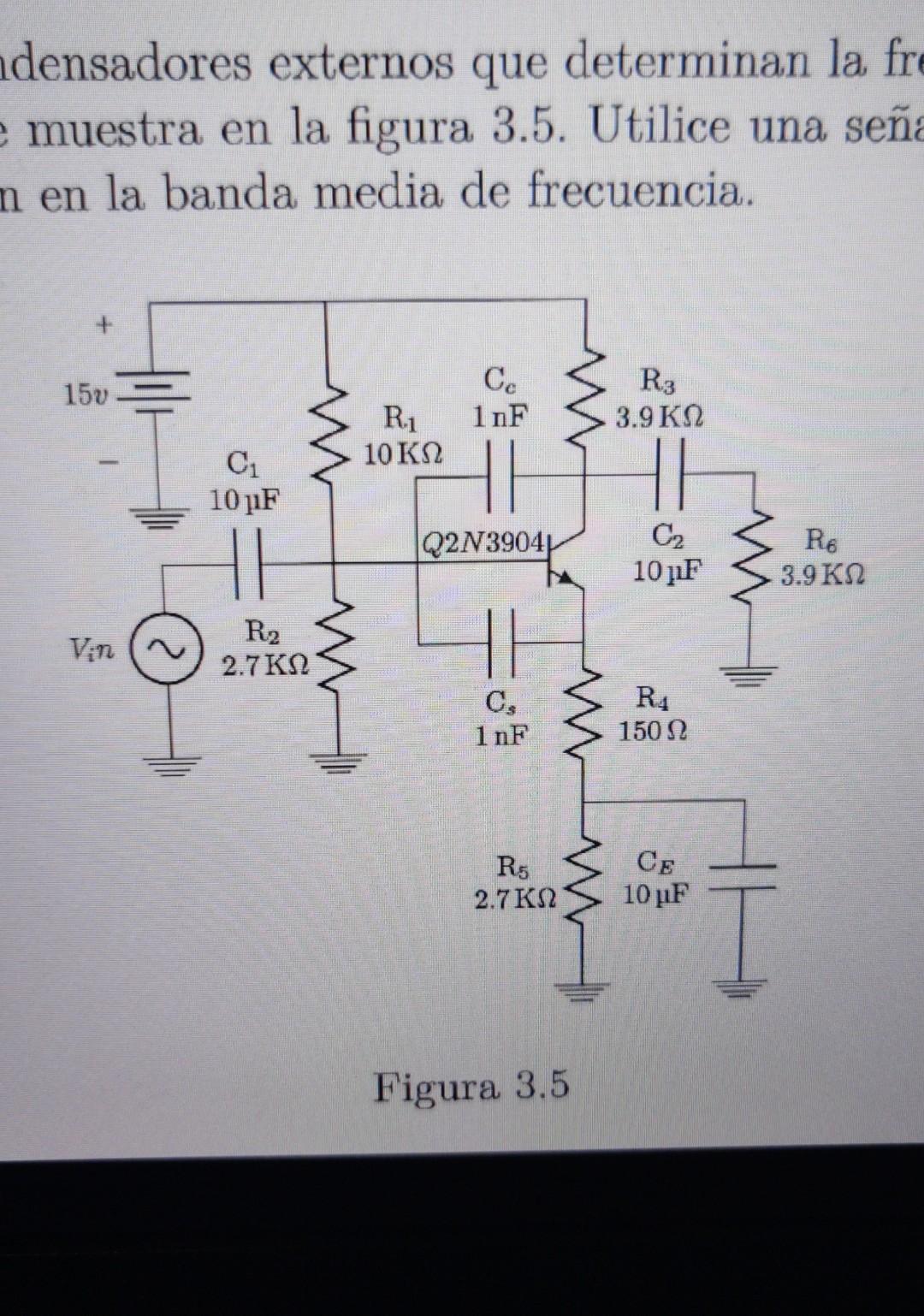 densadores externos que determinan la fr e muestra en la figura 3.5. Utilice una seña m en la banda media de frecuencia. 150