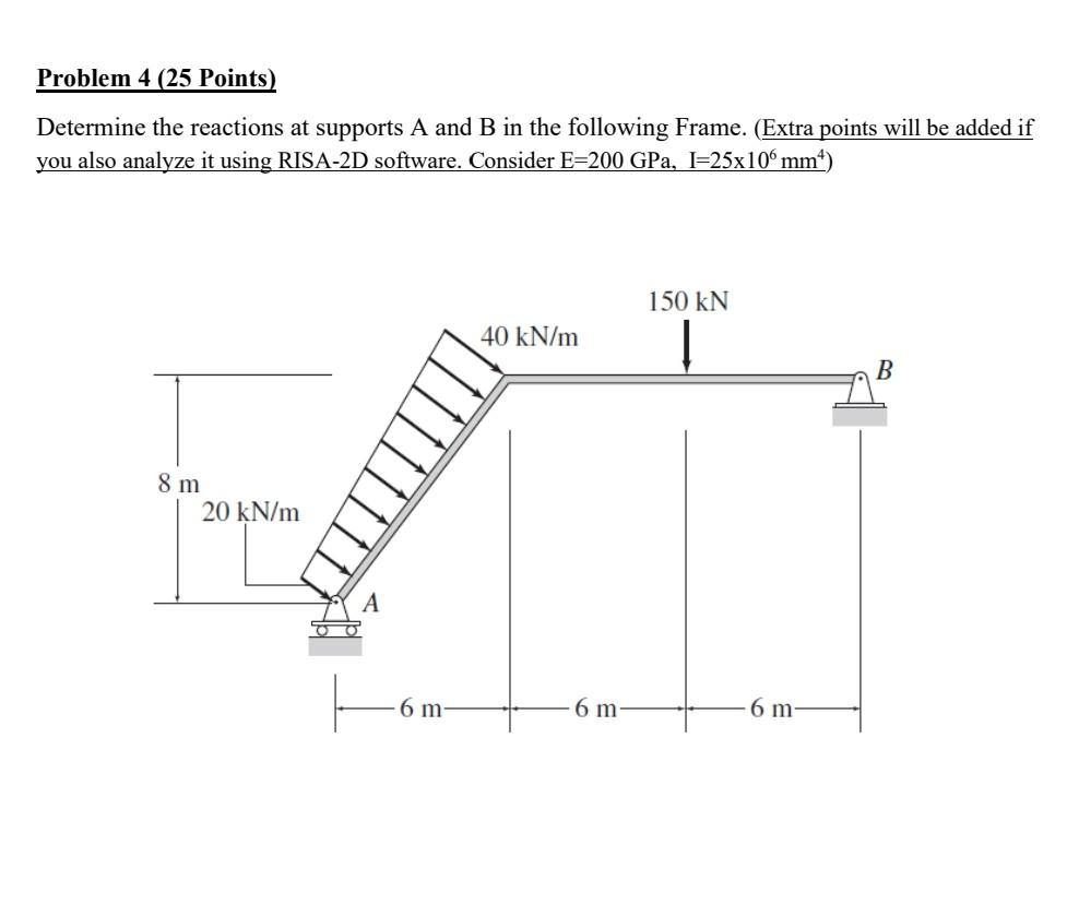 Solved Problem 4 (25 Points) Determine the reactions at | Chegg.com