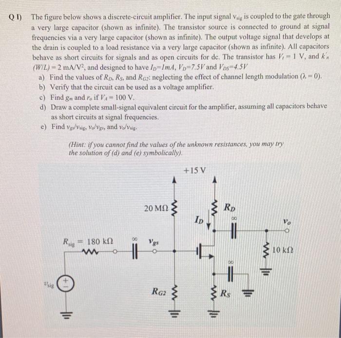 Solved I) The figure below shows a discrete-circuit | Chegg.com
