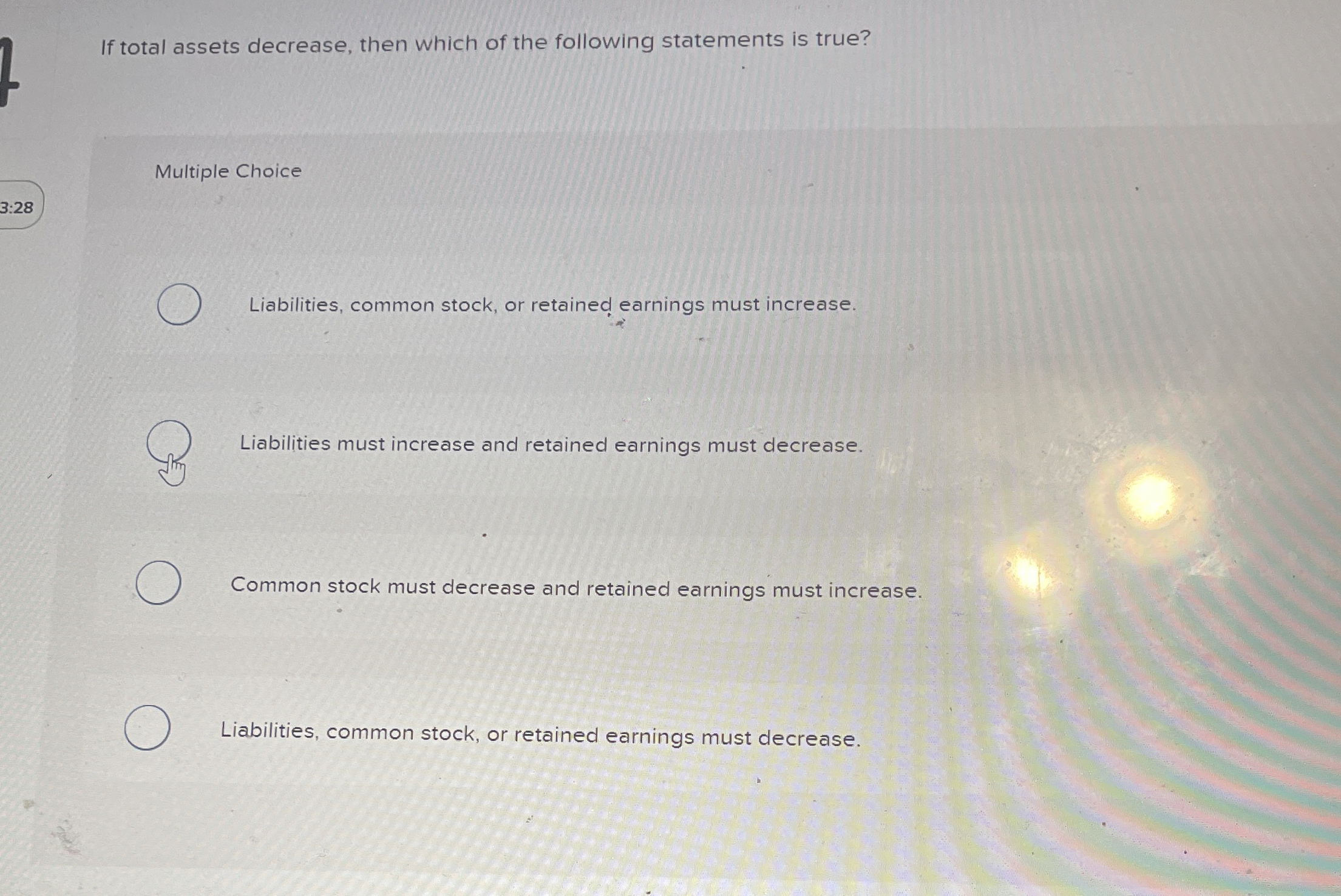 Solved If total assets decrease, then which of the following | Chegg.com
