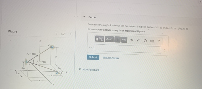 Solved Part A Determine the angle between the two cables | Chegg.com