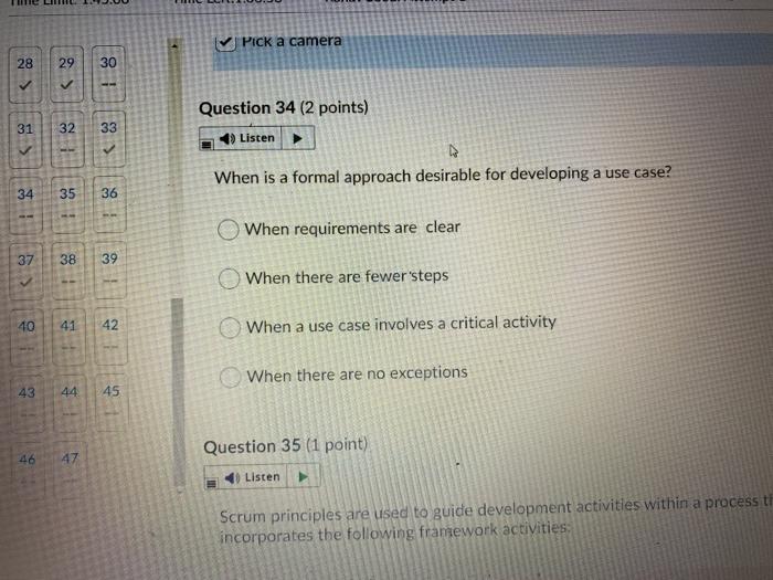 Solved V Pick a camera 28 29 30 Question 34 (2 points) 31 | Chegg.com
