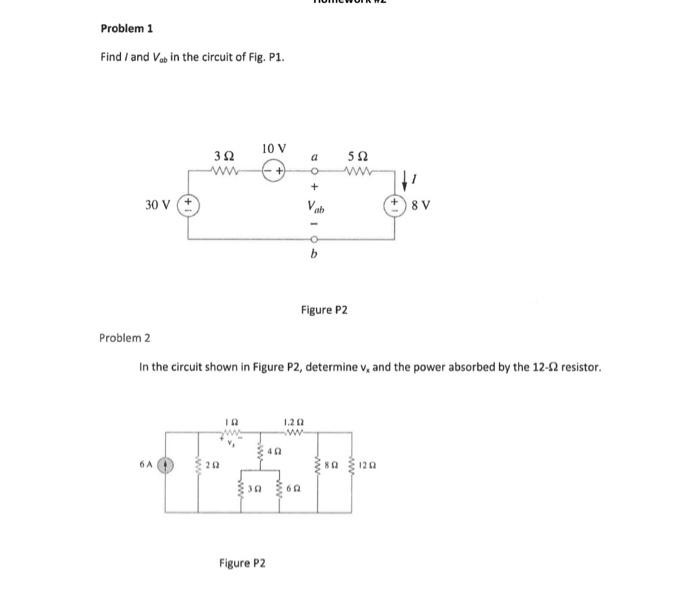 Solved Find I And Vab In The Circuit Of Fig. P1. Figure P2 | Chegg.com