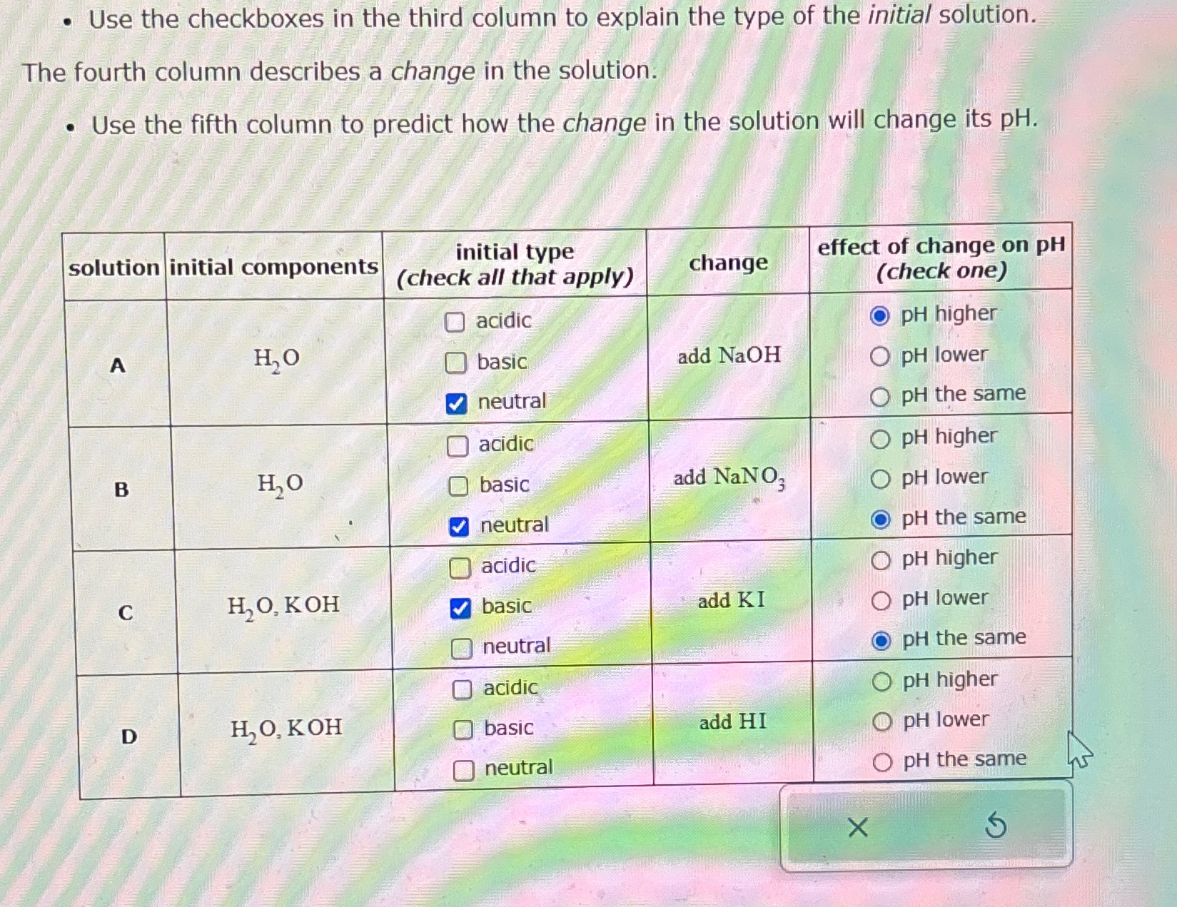 Use the checkboxes in the third column to explain the | Chegg.com