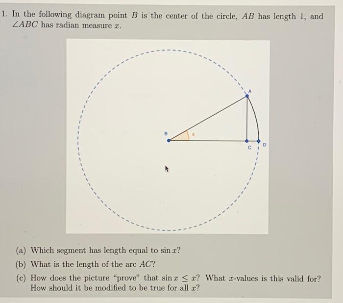 Solved In the following diagram point B is the center of the | Chegg.com