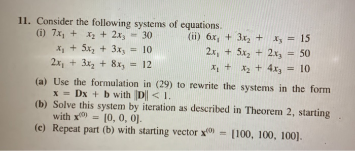 Solved x + 11. Consider the following systems of equations. | Chegg.com
