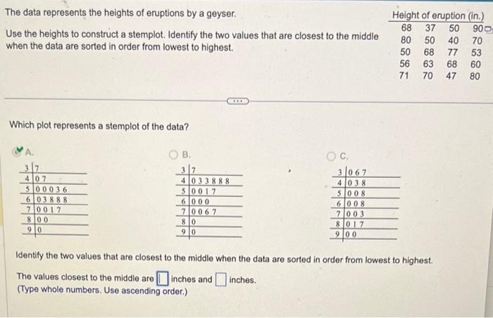 Solved The Data Represents The Heights Of Eruptions By A | Chegg.com