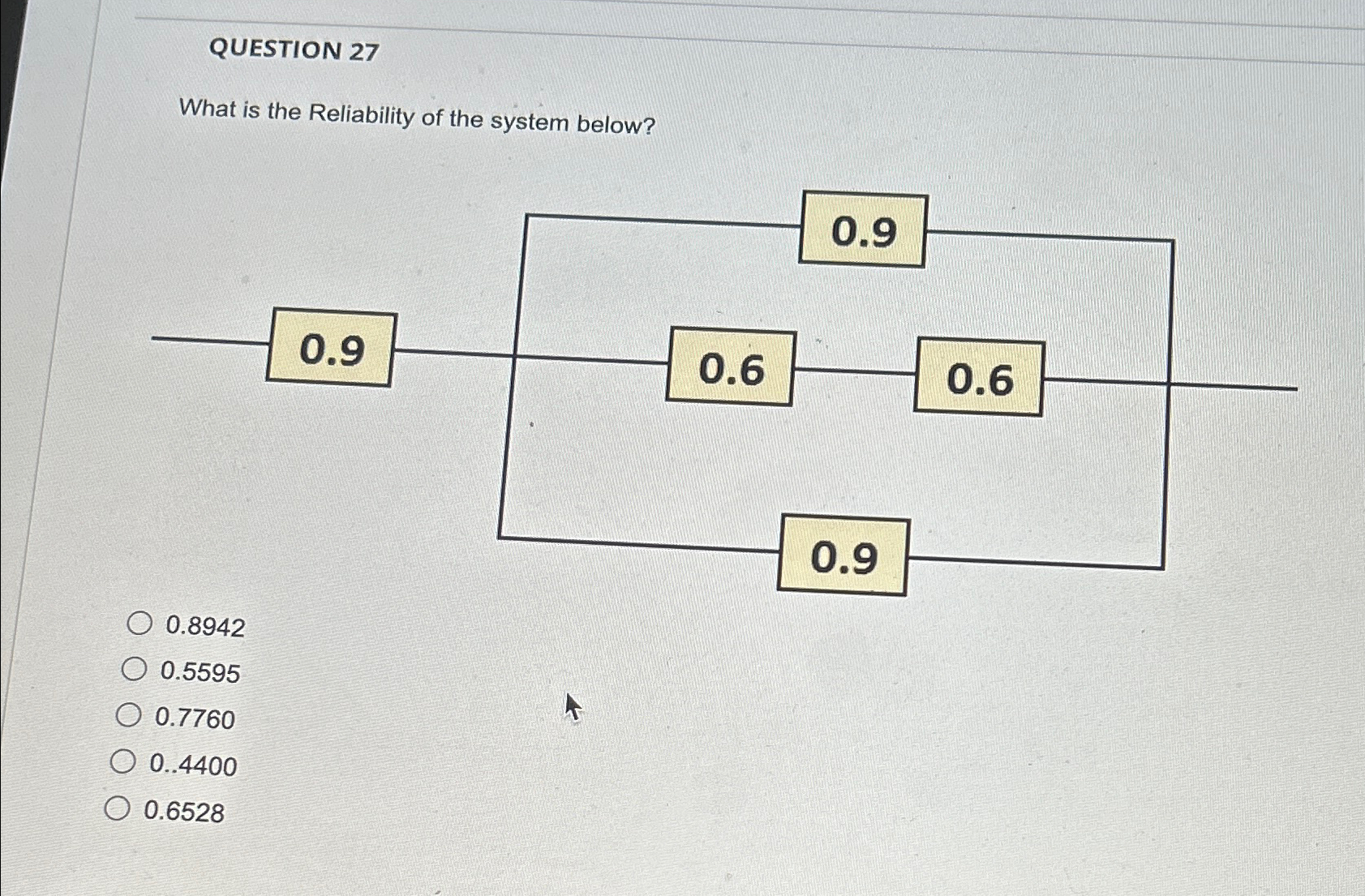 Solved QUESTION 27What is the Reliability of the system | Chegg.com