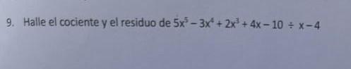 \( 5 x^{5}-3 x^{4}+2 x^{3}+4 x-10 \div x-4 \)