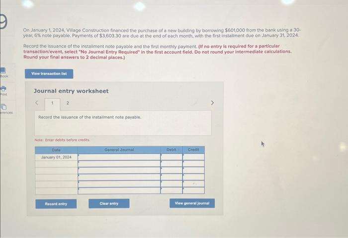 Solved On January 1 2024 Village Construction Financed The Chegg Com   Image