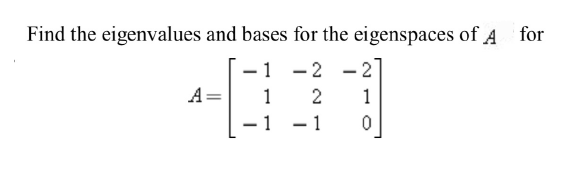 Solved Find the eigenvalues and bases for the eigenspaces of | Chegg.com