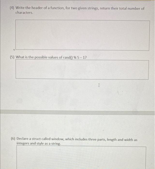 Solved 1. Short answer questions (3-point each). (1) Declare | Chegg.com