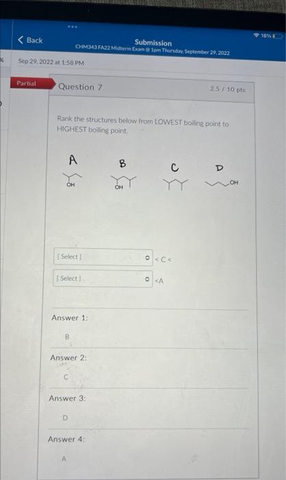 Solved Rank The Structures Below From Lowest Boiling Point Chegg Com