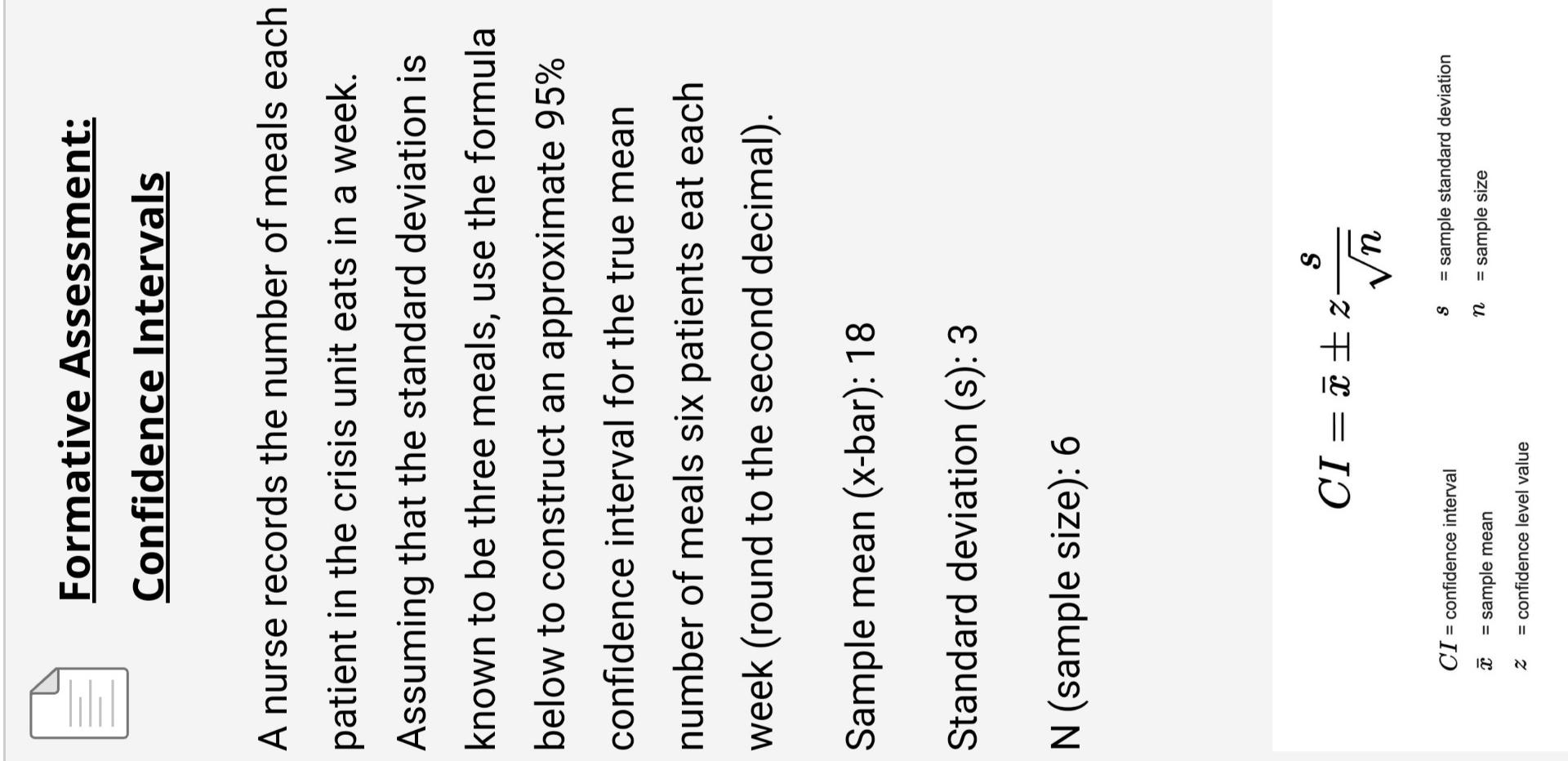 Solved Formative Assessment: Confidence Intervals A nurse | Chegg.com