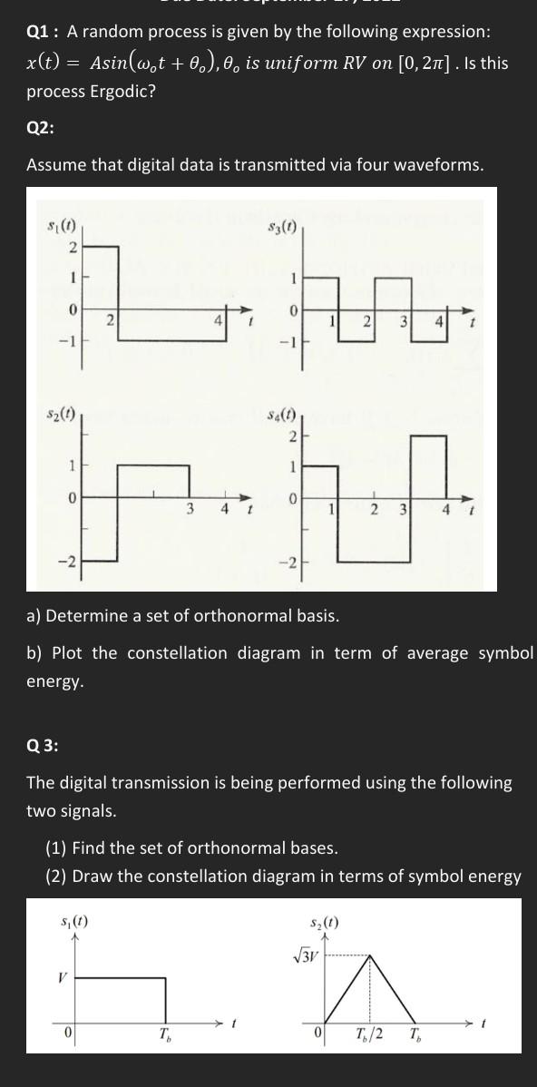 Random Process Question And Answer Solved Q1: A random process is given by the following | Chegg.com