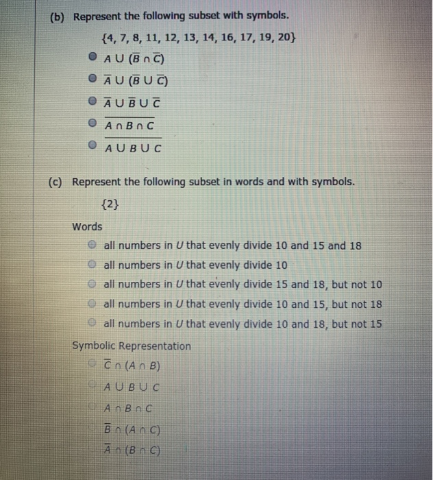 Use The Sets Below To Answer Parts A Through C U Chegg Com