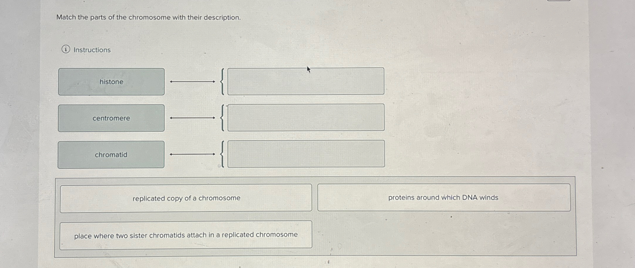 Solved Match the parts of the chromosome with their | Chegg.com