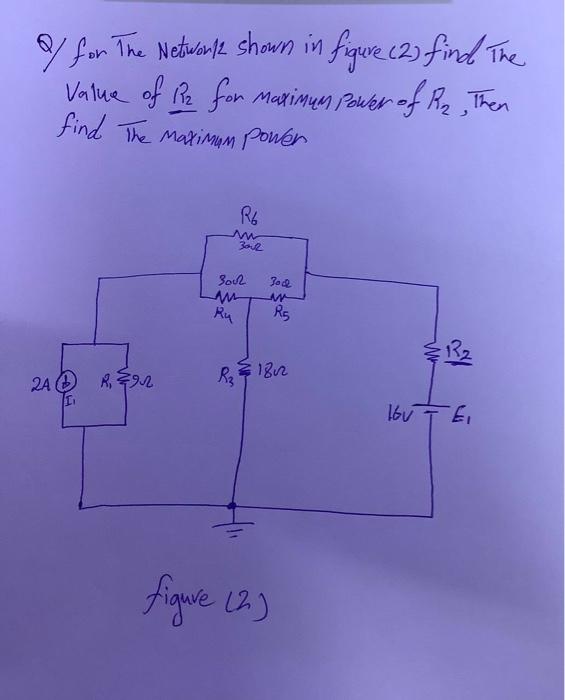 Solved Q/ for The Network shown in figure (2) find the Value | Chegg.com