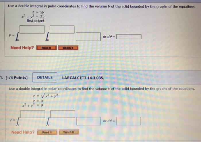 Solved Use A Double Integral In Polar Coordinates To Find 3417