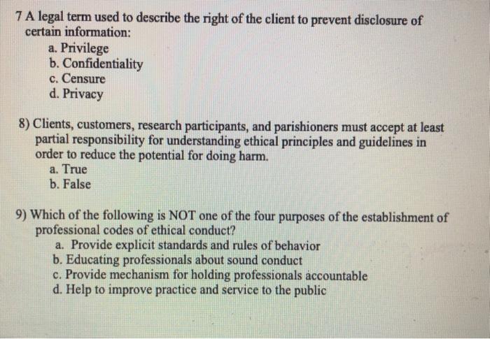 Solved 7 A legal term used to describe the right of the | Chegg.com