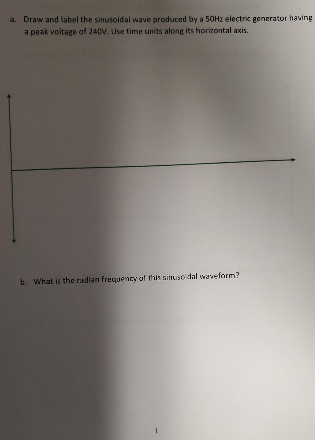 Solved a. Draw and label the sinusoidal wave produced by a | Chegg.com
