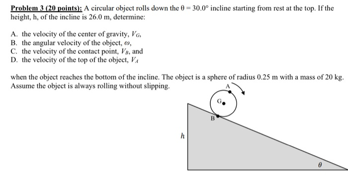 Solved Problem 3 (20 points): A circular object rolls down | Chegg.com