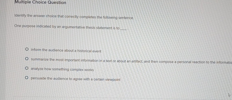 Solved Multiple Choice QuestionIdentify the answer choice | Chegg.com