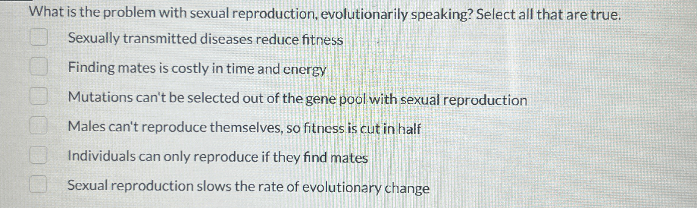 Solved What is the problem with sexual reproduction, | Chegg.com