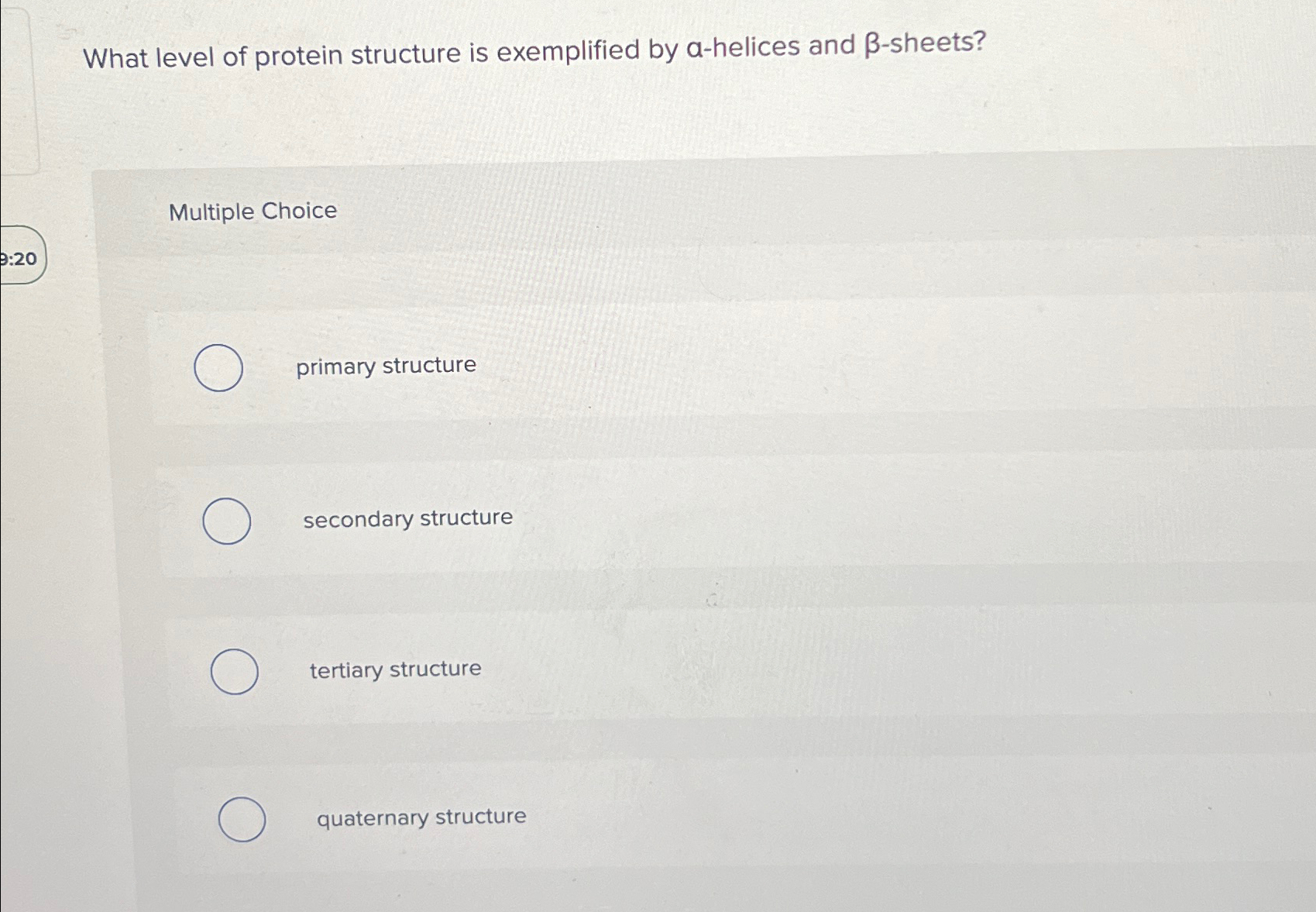 Solved What level of protein structure is exemplified by | Chegg.com