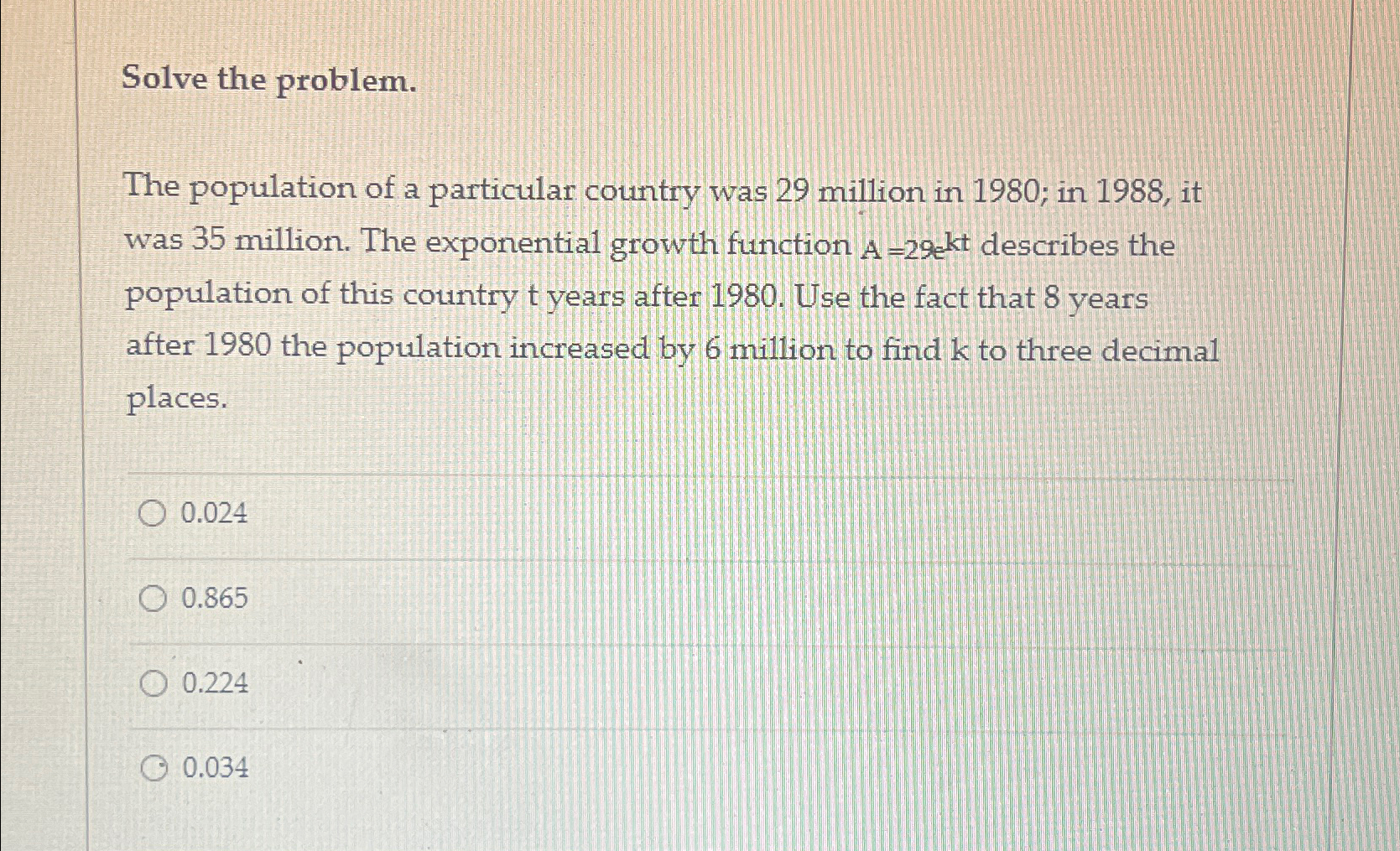 Solved Solve the problem.The population of a particular | Chegg.com