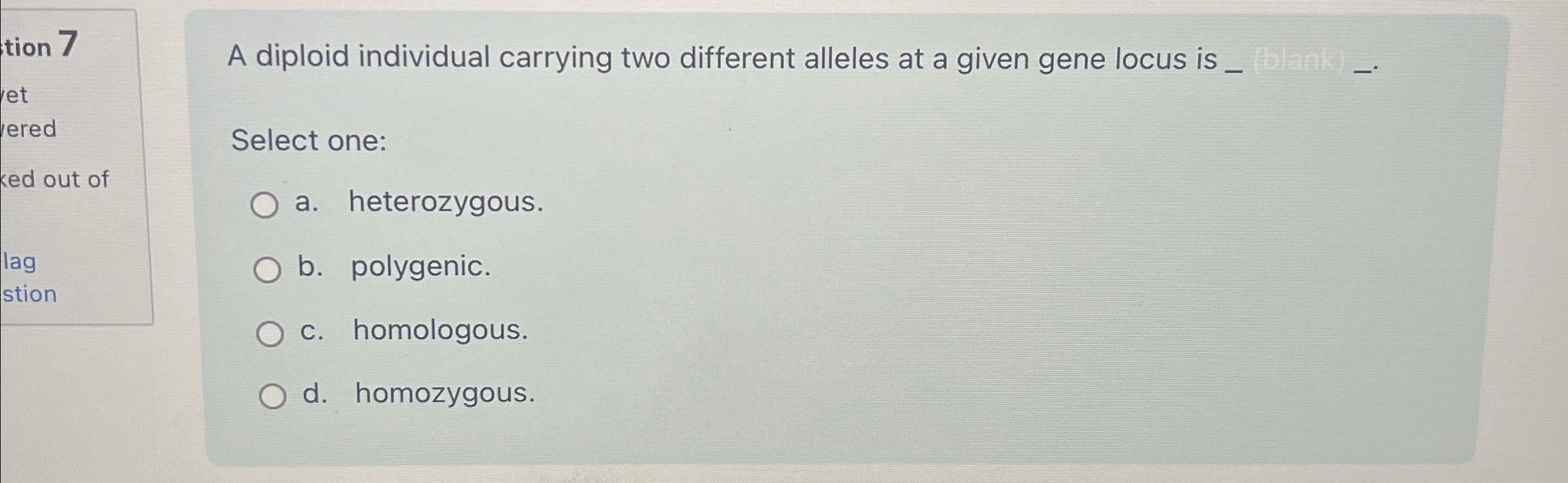 Solved A diploid individual carrying two different alleles | Chegg.com