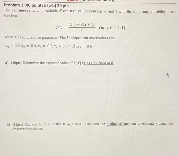 Solved Problem 1 (40 Points): (a-b) 20 Pts The Continuous | Chegg.com