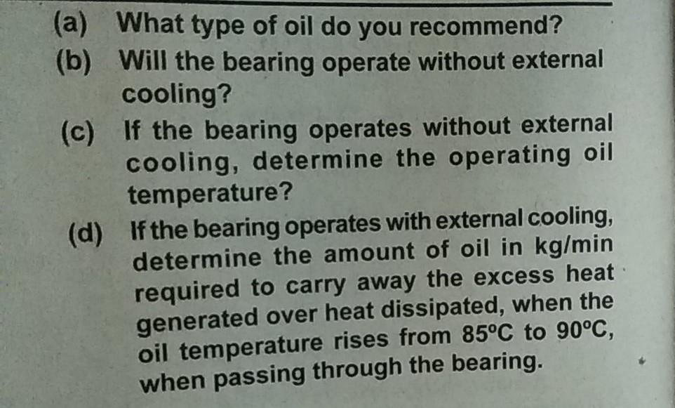 Solved A journal bearing with a diameter of 200 mm and