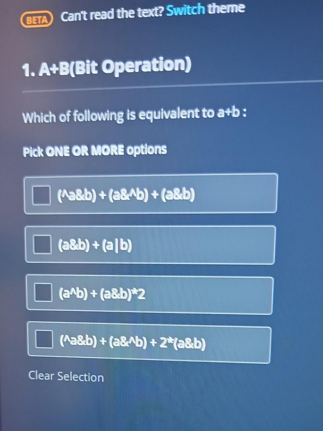 Solved 1. A+B(Bit Operation) Which Of Following Is | Chegg.com