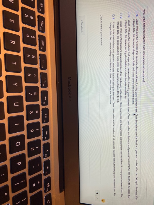 Solved What is the difference between class limits and class | Chegg.com