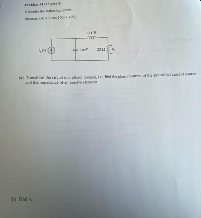 Solved Problem #1 (25 points) Consider the following | Chegg.com