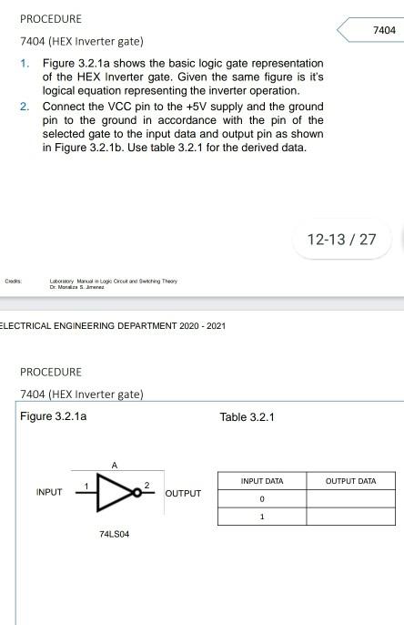 7404 Procedure 7404 Hex Inverter Gate 1 Figure Chegg Com