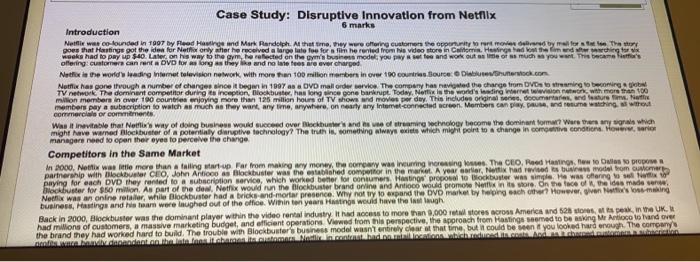 Solved Case Study: Disruptive Innovation from Netflix 6 | Chegg.com