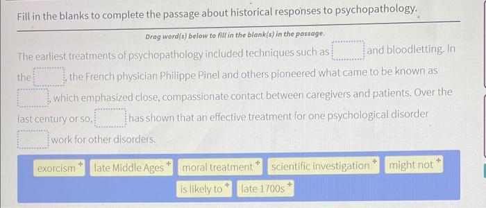 Solved Fill in the blanks to complete the passage about | Chegg.com