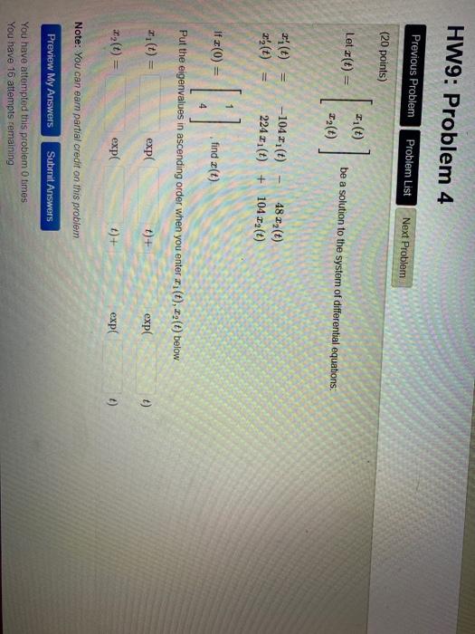 Solved HW9: Problem 4 Previous Problem Problem List Next | Chegg.com