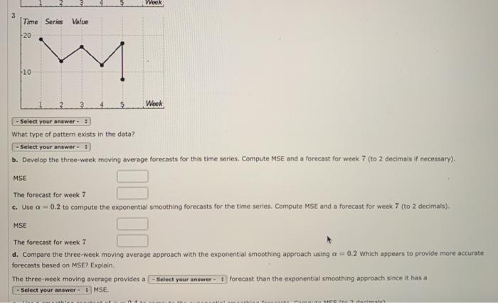 Solved Consider the following time series data. Week 1 2 3 4 | Chegg.com