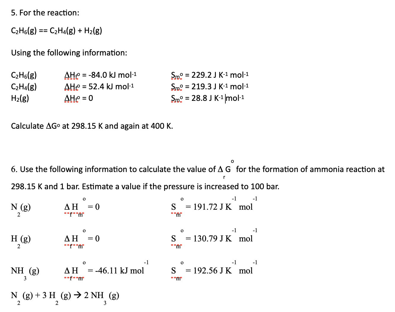 Solved C2H6 g C2H4 g H2 g Using the following Chegg