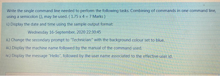 Solved Write the single command line needed to perform the | Chegg.com
