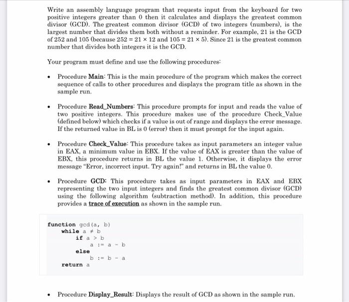 Solved Write an assembly language program that requests | Chegg.com